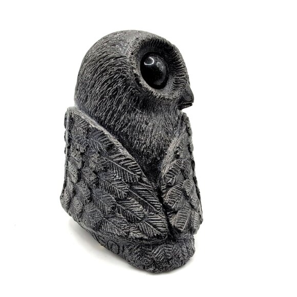 Wolf Original Owl Handcrafted Sculpture Figurine Canada Signed Stone/Resin - Picture 2 of 8